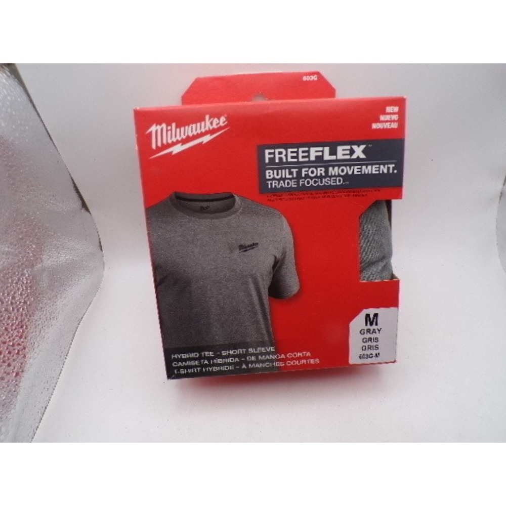 Milwaukee FreeFlex Hybrid Short Sleeve Tee Gray Mens Medium 603G Work Shirt